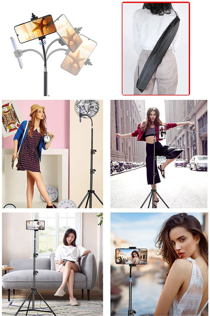Pixel 80inch Stand Tripod for iPhone Phone Cell Tripods Lighting Stand Fits Ring Light Mini Camera Photography Rotatable Live Video Stand Compatible with and Most Mobile Phones - Image 4